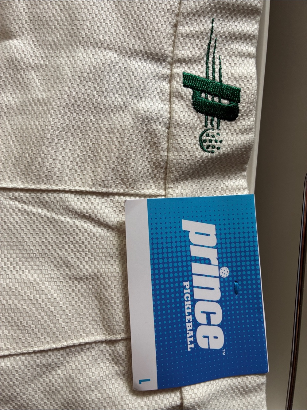 Prince White Skirt with Green Embroidered Logo - Picture 4 of 5